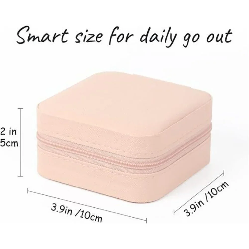 Small Travel Jewelry Box Portable PU Leather Organizer for Rings Earrings Neckla